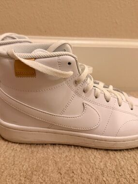 Nike White High-Top Sneakers with Tan Accent
